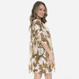 Lightweight Camouflage Print Kimono - Camel Tan