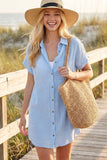 Button-Up Shirt Dress with Pockets – Chambray