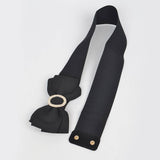 Rhinestone Bow Buckle Stretch Belt – Black