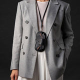 Black Leather Neck Hanging Glasses Case | Portable Eyewear Case