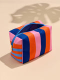 Samba Zip Pouch | Bold Stripe Travel Pouch in Orange, Blue & Pink