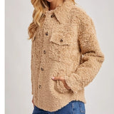 Boucle Button Front Woven Shacket Jacket Creamy Latte