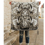 Grey Black Horse Collage Western Southwestern Wild Rag Scarf Accent