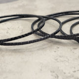 Black Ridged Thin Metal Bangles Metallics Stack of 6