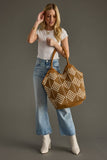 Brown & Cream Diamond Woven Tote Bag