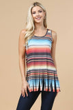 Sasha Serape Print Sleeveless Fringe Knit Top | Multi