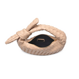 Lizbeth Woven Knot Handle Clutch | Natural Vegan Leather