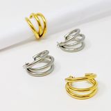 Triple the Layers Classic Earrings Gold Tone