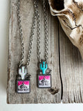 Western Turquoise Cactus with Rodeo Logo Necklace