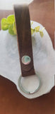 Hand-Cut Distressed Leather Key Fob in Rustic Brown