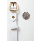 Versatile Skinny Classic Leather Gold Buckle Belt White