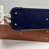 Carryall Shopper Tote Bag Beige Navy Blue