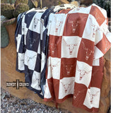 Black White Checkered Skull Bandana Western Southwestern Wild Rag Scarf Accent