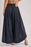 Bohemian Side Slit Rounded Hem Wide Leg Pants