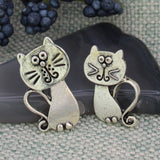 Silly Kitty Silver Cat Post Earrings