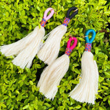 Maya Bay Tasseled Key Chain Bag Charm Teal