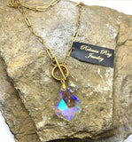Crystal Beaded Charm Necklace | 14kt Gold-Plated Paperclip Chain | 18"