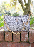 Joan Snake Print Crossbody Charcoal White