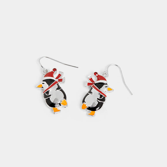 Scarf Penguin Earrings - Christmas