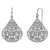 1928 Jewelry Filigree Teardrop Earrings Silver