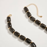 Colorful Beaded Heart Necklace | Multi-Color Barrel Bead Statement Necklace in Black