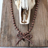 Navajo Style Pearl Bow Coquette Necklace Copper