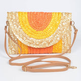 Colorful Faux Straw Envelope Clutch – Fuchsia