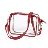 Bridget Clear Purse – Vegan Leather Trim & Straps in Maroon