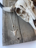 Hammered Layered Steer Necklace Matte Silver