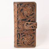 Western Floral Tooled Leather Long Wallet