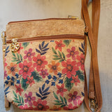 Floral Print Vertical Cork Crossbody Bag – Wristlet & Crossbody Strap | Kaleidoscope Accessories