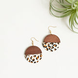 Georgia Dangle Hinged Earring White Leopard Wood