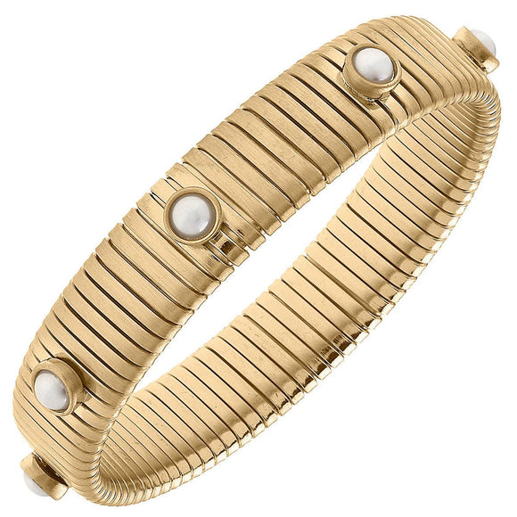 Winston Pearl Watchband Bangle in Satin Gold