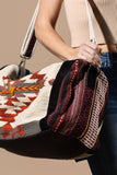 Handwoven Navajo Pattern Duffel Bag with Suede Straps — Acapulco