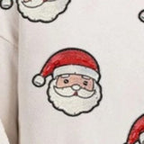 Sequined Santa Face Patch Sweatshirt White