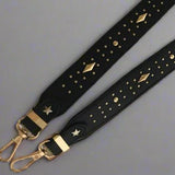 Vegan Leather Guitar Purse Bag Strap with Gold Studs Black