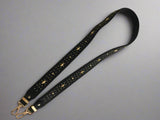 Vegan Leather Guitar Purse Bag Strap with Gold Studs Black