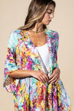 Wild Petal Viscose Kimono | Watercolor Floral Boho Layer