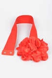 Satin Big Flower Elastic Belt – Cobalt