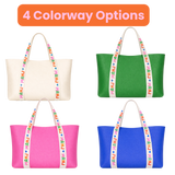 Mahjong Tile Tote Bag – Pink Saffiano Leatherette