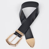 Vegan Patent Leather Wide Belt – Black (Plus Size)
