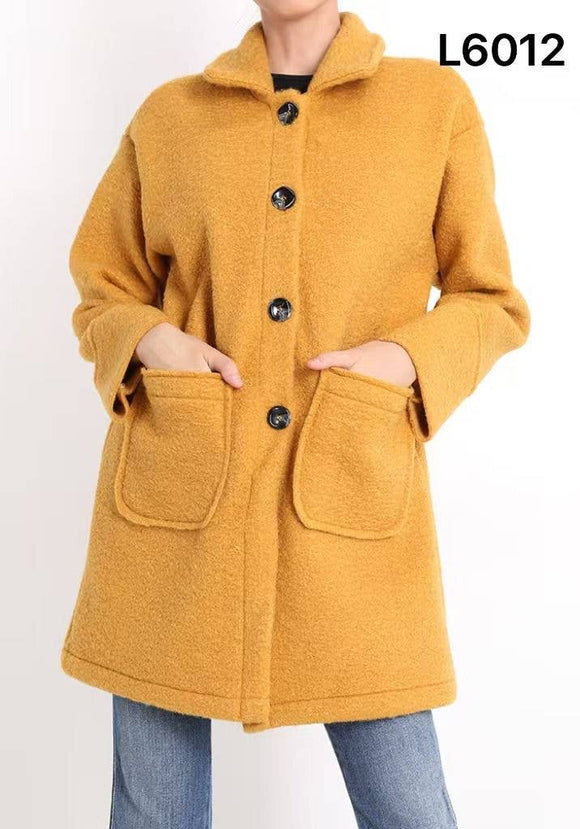Button Front Pocket Coat Camel