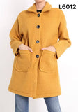 Button Front Pocket Coat Camel