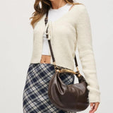 Carrie Vegan Leather Crossbody Dark Espresso Brown Gold