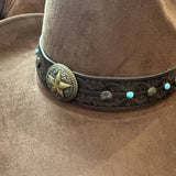 Handmade Western Hat Band with Star Concho & Turquoise Accents