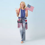 Victory Cotton Crochet Fringe Vest Americana Patriotic Red White Blue