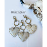 Western Heart Cowhide Keychain – Beige Metallic Gold Bag Charm