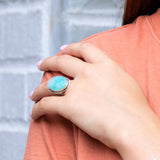 Kashi Semiprecious Oval Stone Ring Amazonite