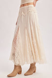 Boho Lace Maxi Skirt – Flowy Sheer Ecru