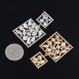 Square Dangle Rhinestone Earrings – Clear Gold